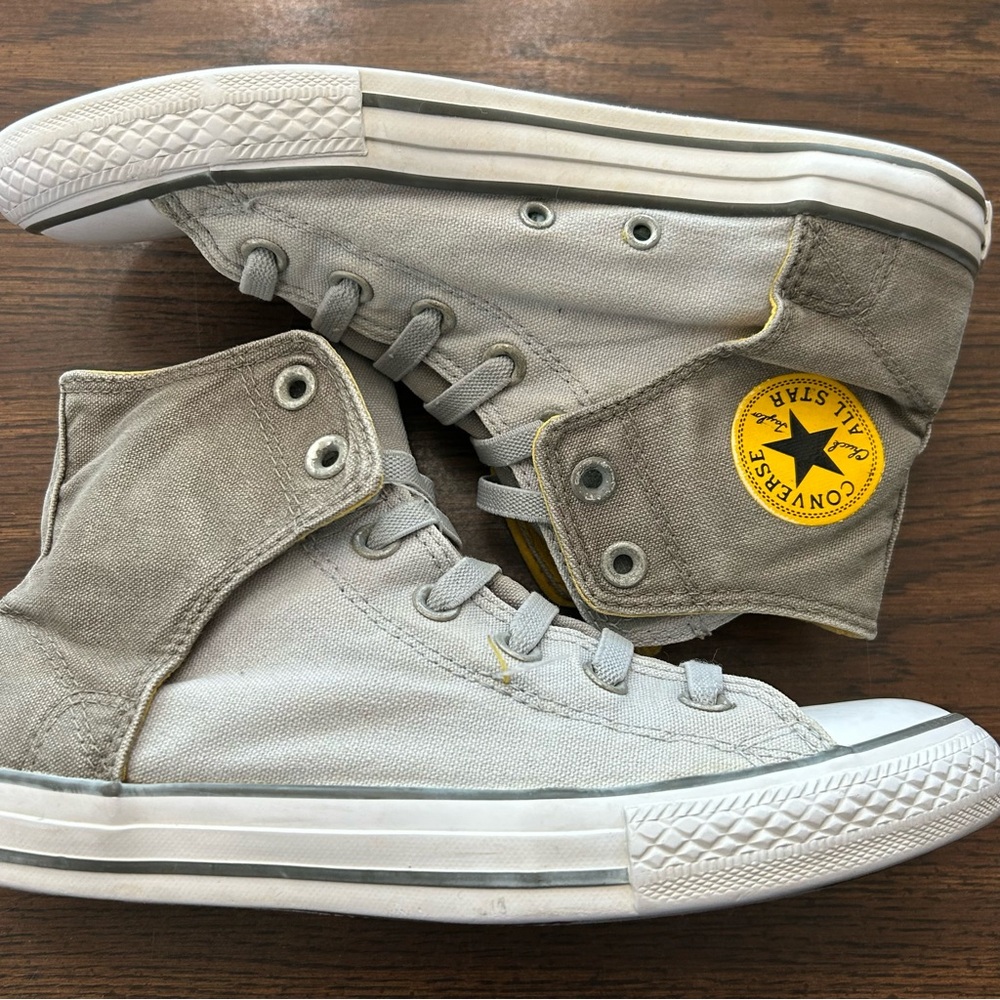 Converse‎ Gray and Yellow High-Top Sneakers Size 6.5 - Picture 4 of 16